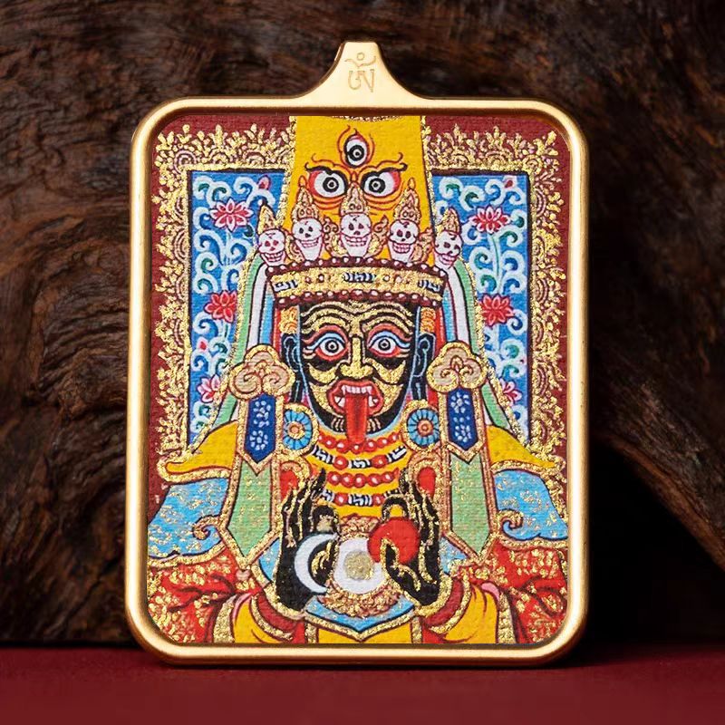 Semi-hand-painted thangka pendant