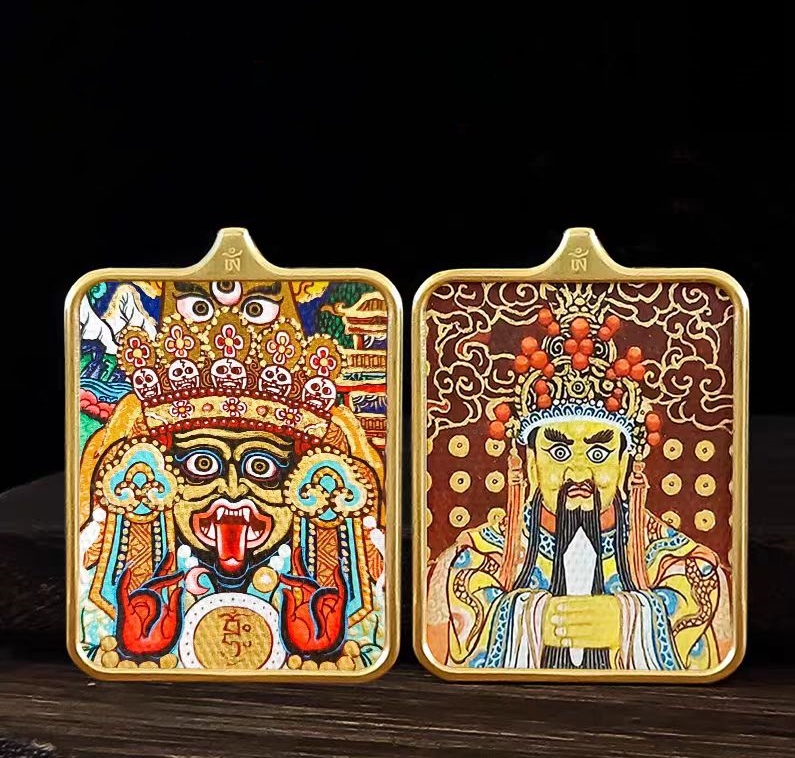 Titanium steel black God of Wealth thangka pendant