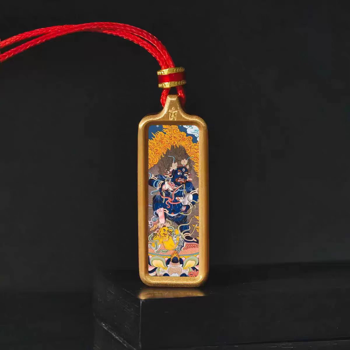 Tibetan small gold bar gold-painted thangka pendant